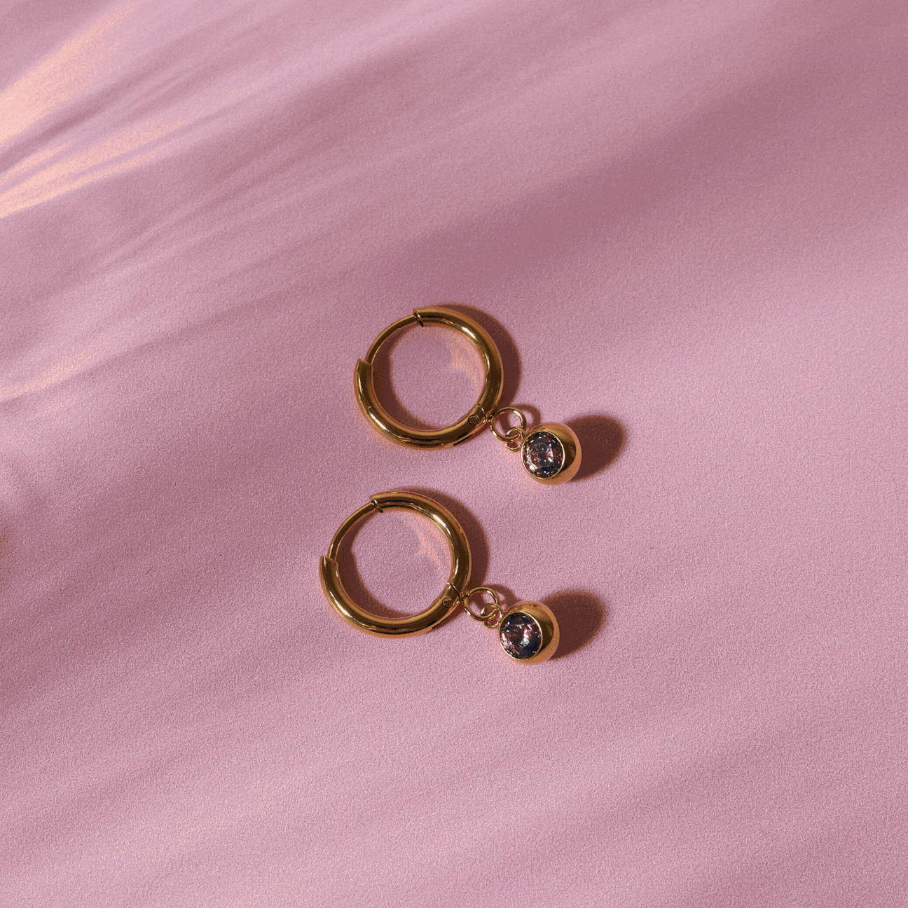 Birthstone Charm Hoops