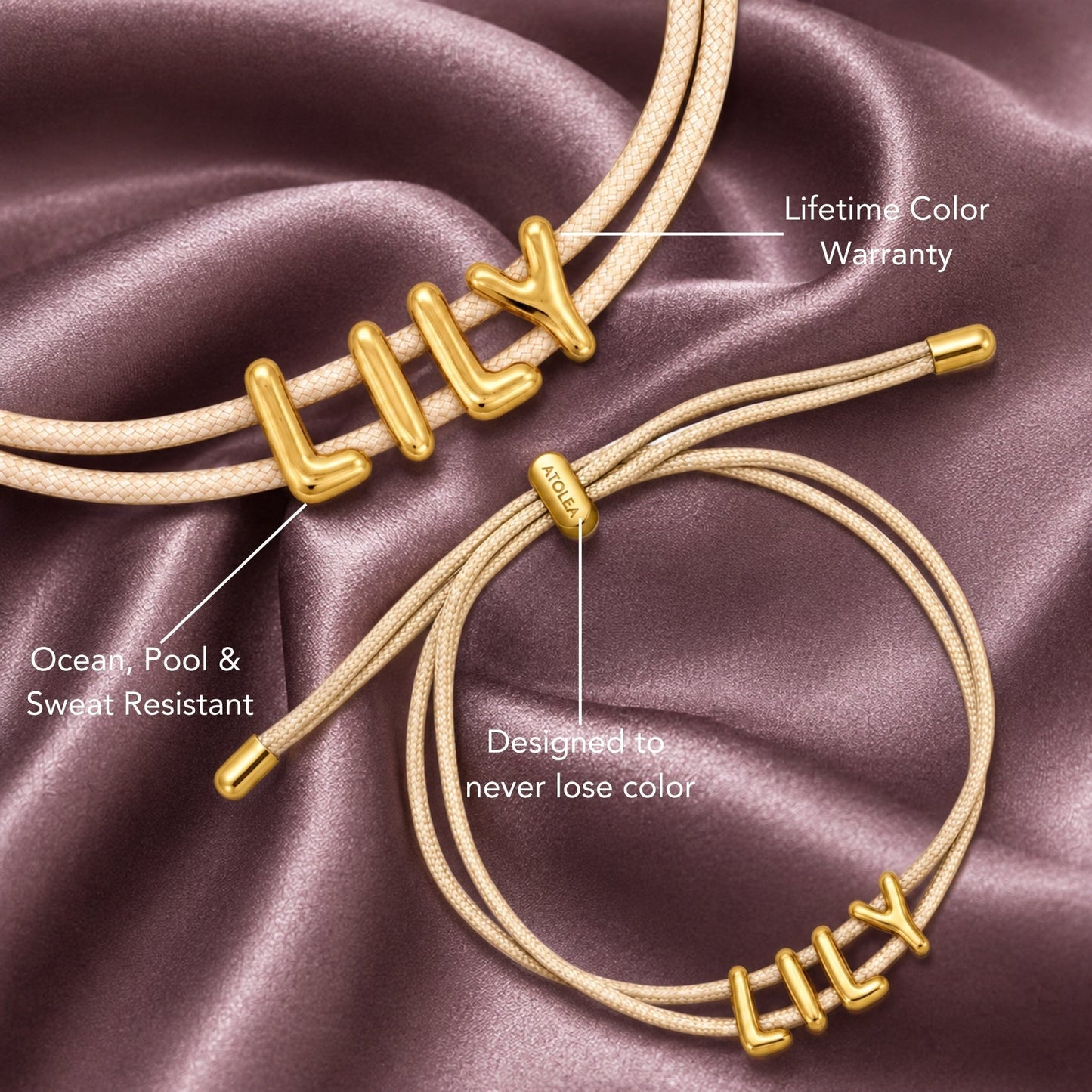 Pulsera con nombre de burbuja
