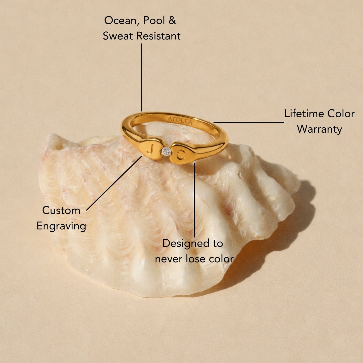 Anillo de cristal con dos iniciales