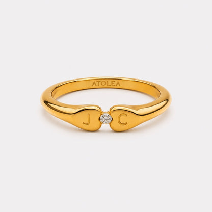 Anillo de cristal con dos iniciales